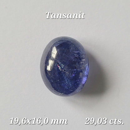Blue Tanzanite Cabochon, 29.03 ct, 19.6x16 mm – view 1 of 3