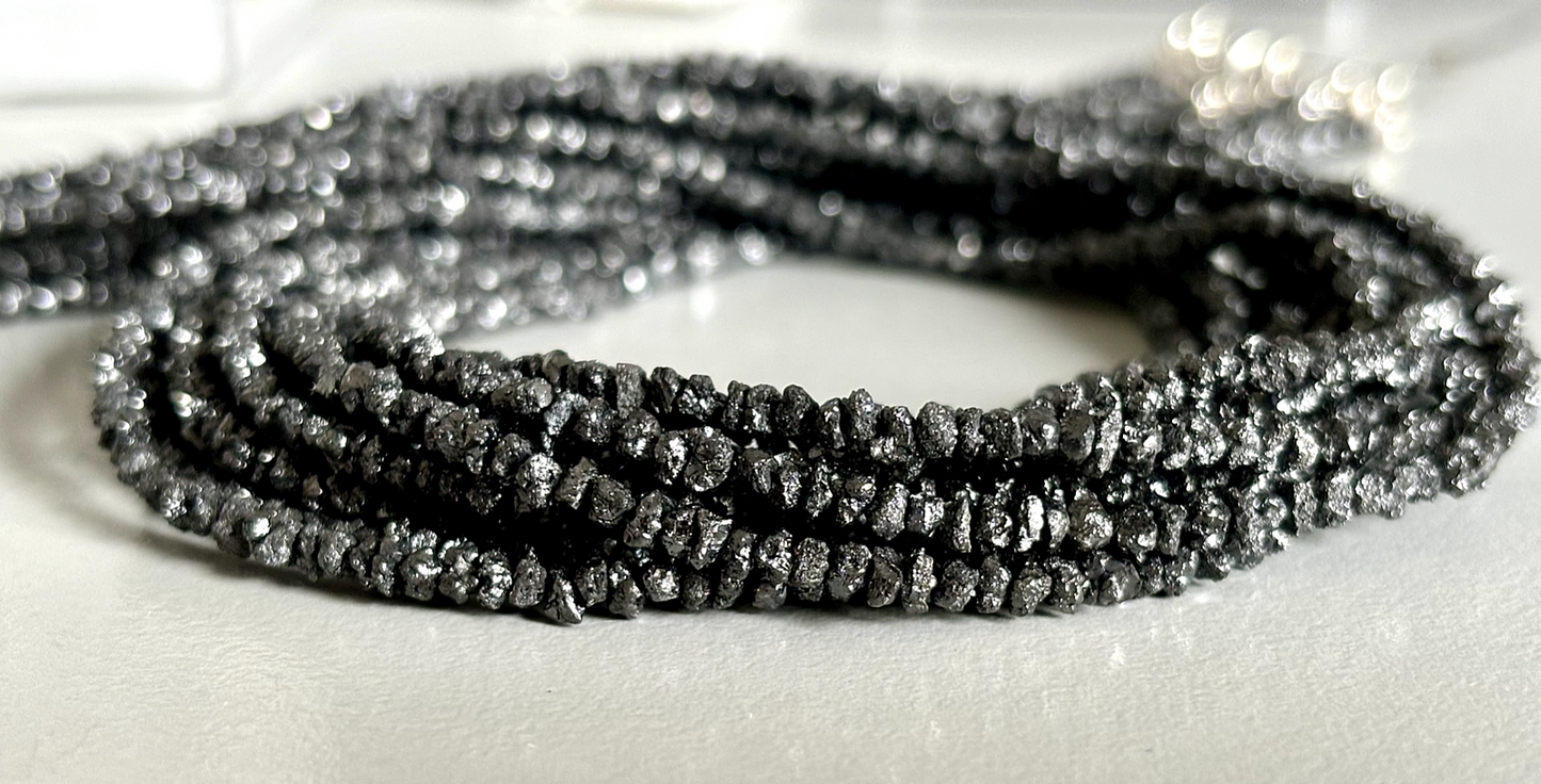 Echte schwarze Rohdiamantkette mit 925 Silberverschluss ca. 45 cm sehr schön