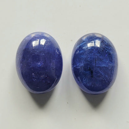 Blue Tanzanite Oval Cabochon Pair, 44.65 ct, 19.5x14.5 mm – view 2 of 3
