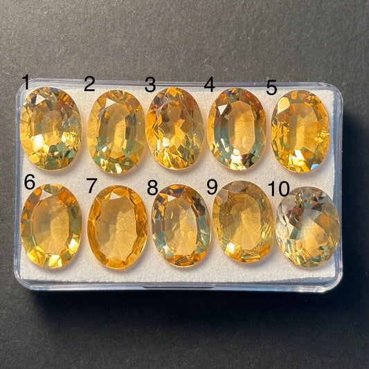 Citrine Sun Yellow Oval Cut Faceted 13.7-13.8 x 9.7-10.7mm 5.19 Carats