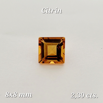 Orange Citrine Square Faceted Loose Stone, 2.30 ct – view 1 of 3