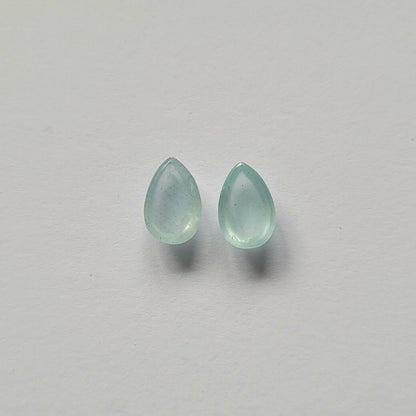 Blue Aquamarine Drop Cabochon Pair, 2.88 ct, 9x6 mm – view 3 of 3
