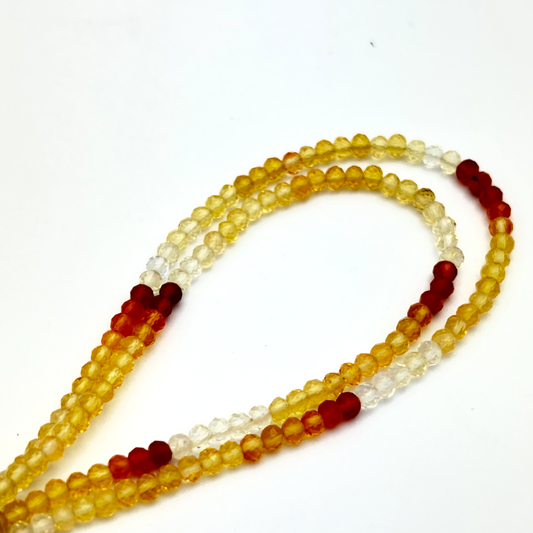 AAA+ Mexikanischer Feueropal, facettiert, rund, 3 mm, Perlenkette, 42 cm