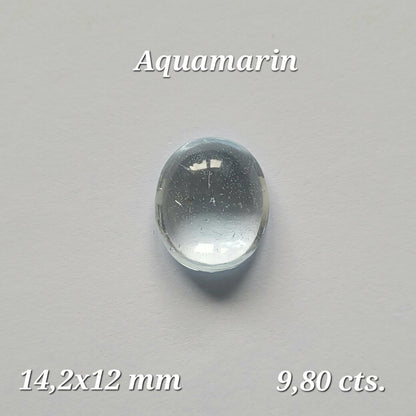 Blue Aquamarine Oval Cabochon, 9.80 ct, 14.2x12 mm – view 1 of 3