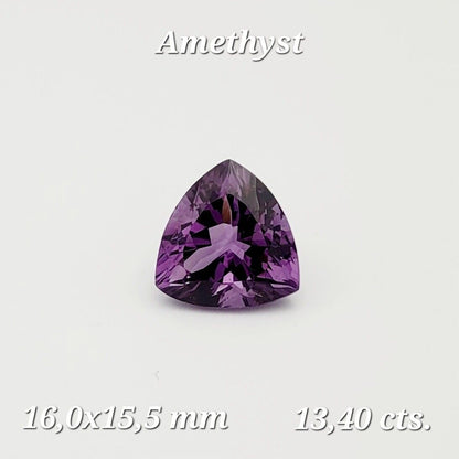 Purple Amethyst Trillion Faceted Loose Stone, 13.4 ct, 16x15.5 mm – view 1 of 3