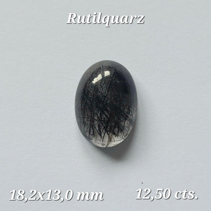 Multicolour Rutile Quartz Oval Cabochon, 12.50 ct, 18.2x13 mm – view 1 of 3