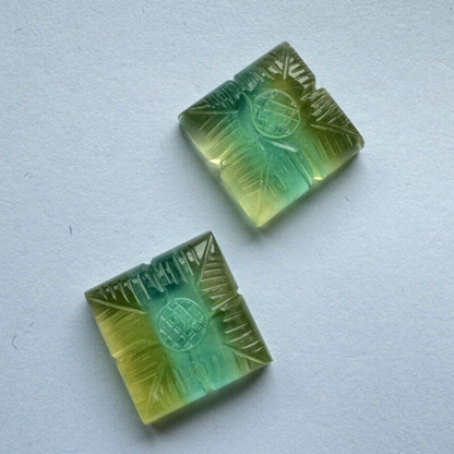 Green Fluorite Square Loose Stone Pair – view 3 of 5