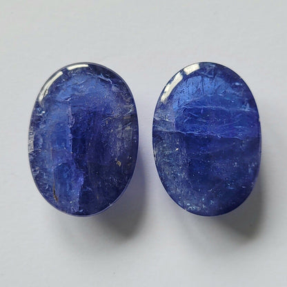 Blue Tanzanite Oval Cabochon Pair, 52.87 ct, 22.5x16 mm – view 3 of 3