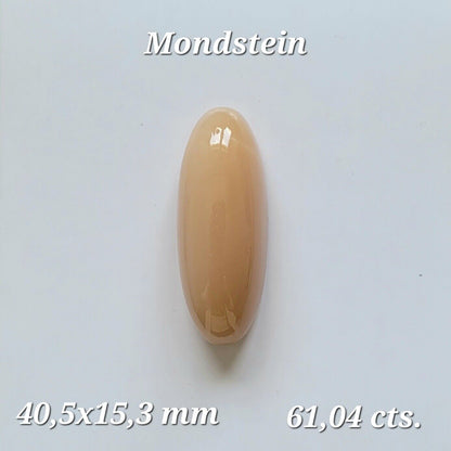 Orange Moonstone Oval Cabochon, 61.04 ct, 40.5x15.3 mm – view 1 of 3