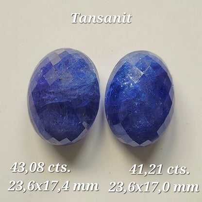 Blue Tanzanite Oval Loose Stone Pair, 84.29 ct, 23.6x17.4 mm – view 1 of 3