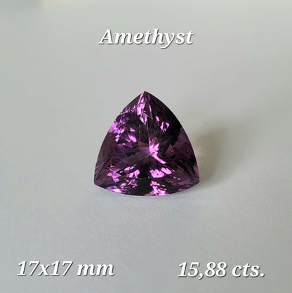 Purple Amethyst Trillion Faceted Loose Stone, 15.88 ct, 17x17 mm – view 1 of 3