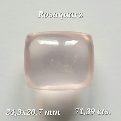 Pink Quartz Cushion Cabochon, 71.39 ct, 24.3x20.7 mm – view 1 of 3
