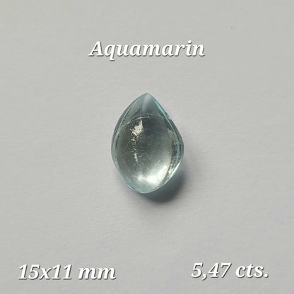 Blue Aquamarine Fancy Cabochon Pair, 5.47 ct, 15x11 mm – view 1 of 3