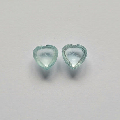 Blue Aquamarine Heart Cabochon Pair, 4.79 ct – view 3 of 3