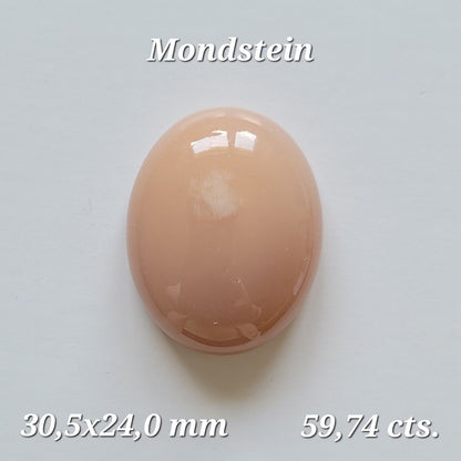 Peach Moonstone Oval Cabochon Pair, 59.74 ct, 30.5x24 mm – view 1 of 2