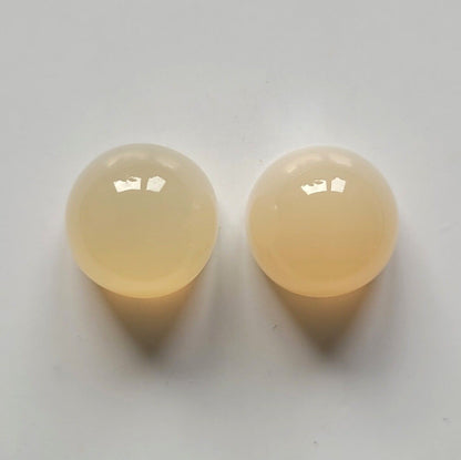 Orange Moonstone Round Cabochon Pair, 13.76 ct – view 2 of 3