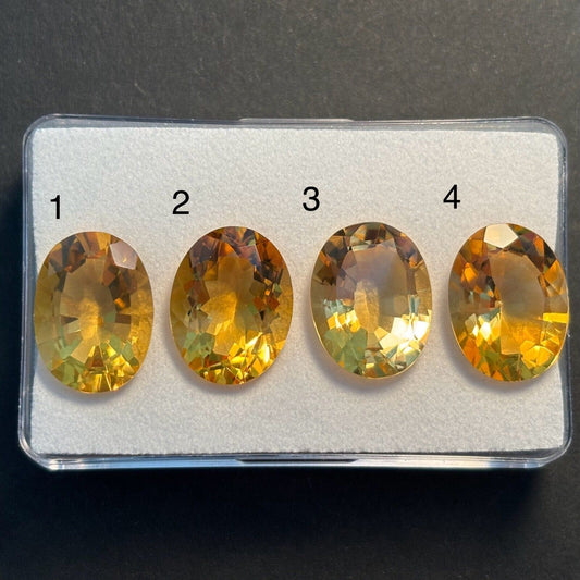 4 Pieces Citrine Sun Yellow Oval Faceted 25,39 Carats Total AA+ Quality