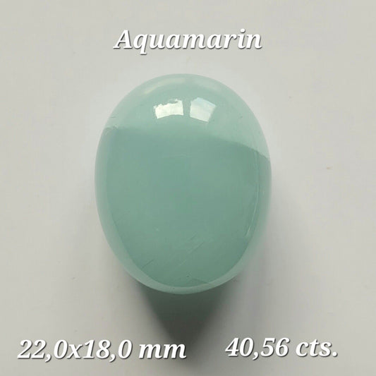 Aquamarine Blue Oval Cabochon Shiny Gemstones 22 x 18 mm 40.56 Carats