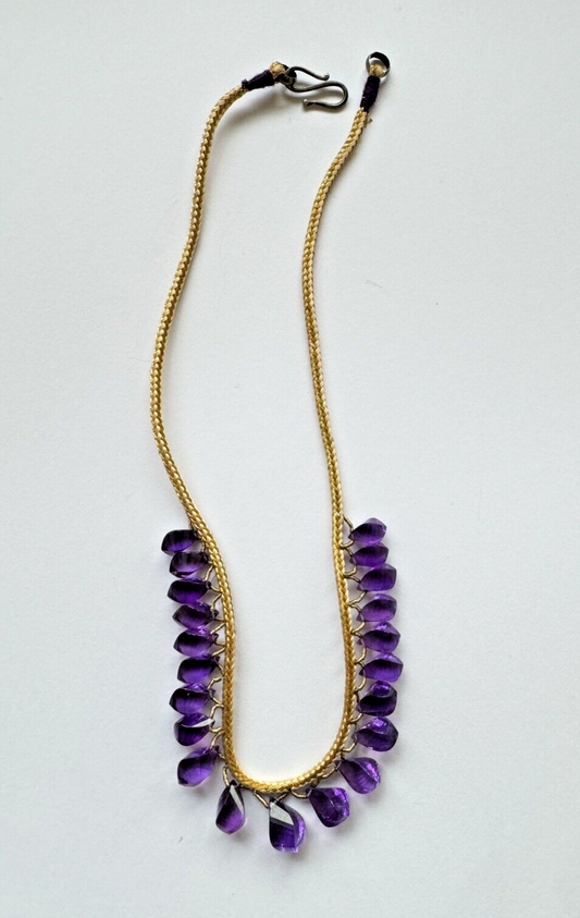 Beautiful Necklace With Faceted Amethyst Drops - Fancy Cut