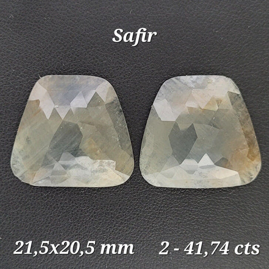 Sapphire Rose Cut Couple With Flat Back A Rare Find 41,74 Carat