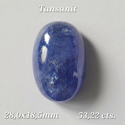 Blue Tanzanite Cabochon, 53.22 ct, 28x18.5 mm – view 1 of 3