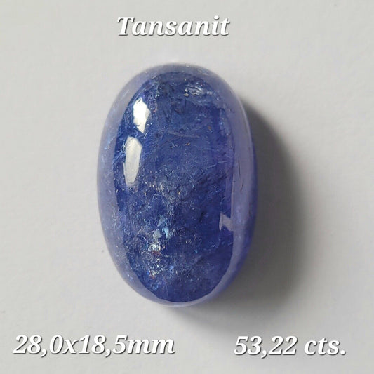 Tanzanite Natural Blue Cabochon 28 x18.5 mm 53,22 Carats Huge From Tanzania