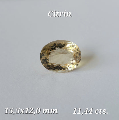 Yellow Citrine Oval Faceted Loose Stone, 11.44 ct, 15.5x12 mm – view 1 of 3