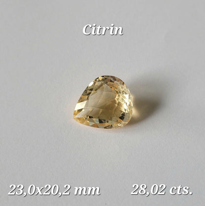 Yellow Citrine Drop Faceted Loose Stone, 28.02 ct, 23x20.2 mm – view 1 of 3