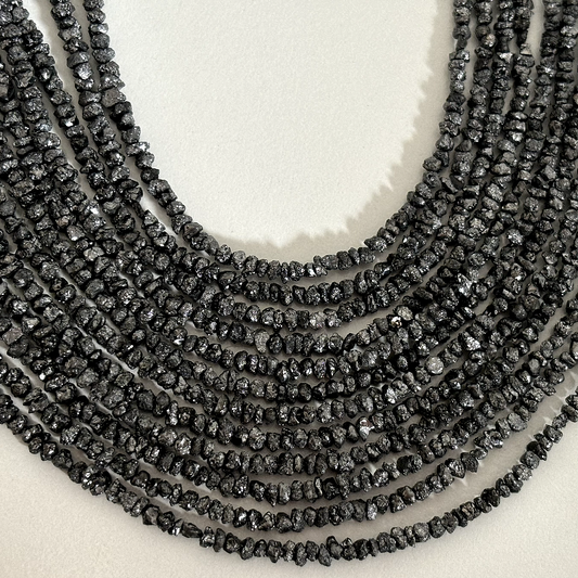 Echte schwarze Rohdiamantkette mit 925 Silberverschluss ca. 45 cm sehr schön
