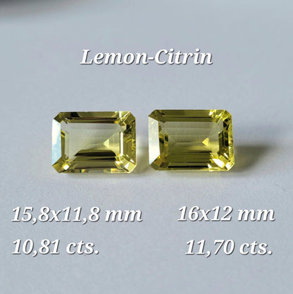 Yellow Citrine Faceted Loose Stone Pair, 10.81 ct, 15.8x11.8 mm – view 1 of 3