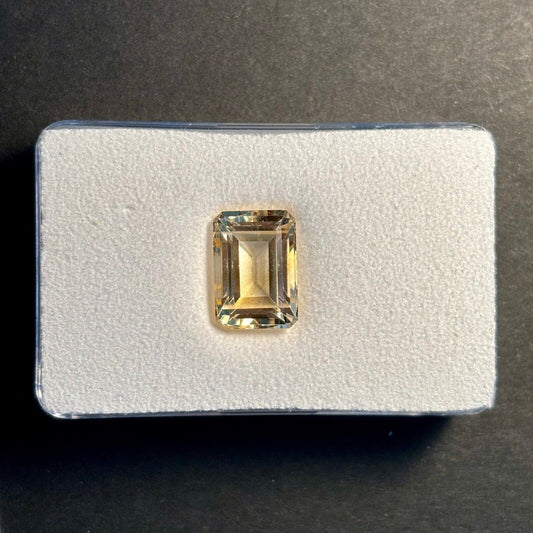 Citrine Lemon Yellow Emerald Cut Faceted 14 x 9.8 mm 8.04 Carats