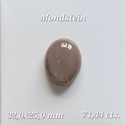Brown Moonstone Oval Cabochon, 71.44 ct, 32x35 mm – view 1 of 3