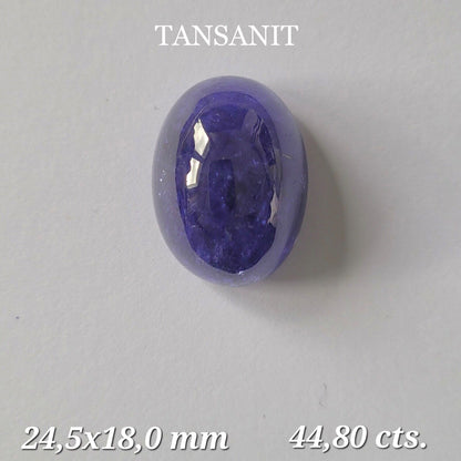 Blue Tanzanite Cabochon, 44.80 ct, 24.5x18 mm – view 1 of 3