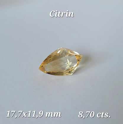 Yellow Citrine Fancy Faceted Loose Stone, 8.70 ct, 17.7x11.9 mm – view 1 of 3