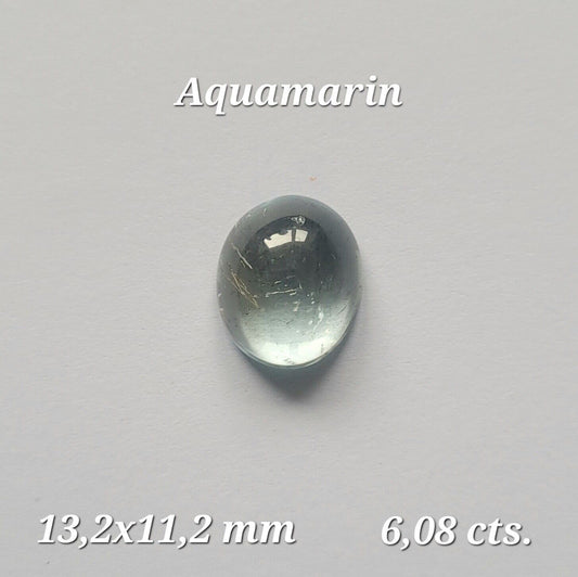 Aquamarin Blau Oval Cabochon Glänzende Edelsteine ​​13,2 x 11,2 mm 6,08 Karat