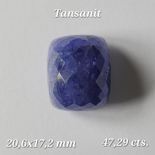 Tanzanite Natural Blue Cabochon 20.6 x 17.2mm 47.29 Carat Rose Cut From Tanzania