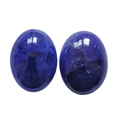 Blue Tanzanite Oval Cabochon Pair, 63.13 ct, 28x21 mm – view 4 of 4