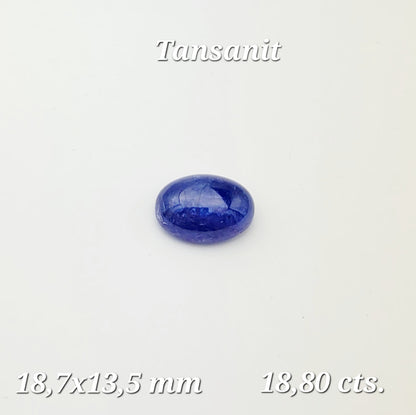 Blue Tanzanite Oval Cabochon, 18.80 ct, 18.7x13.5 mm – view 1 of 4