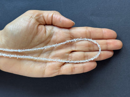 Colourless Herkimer quartz faceted bead strand, 43 cm