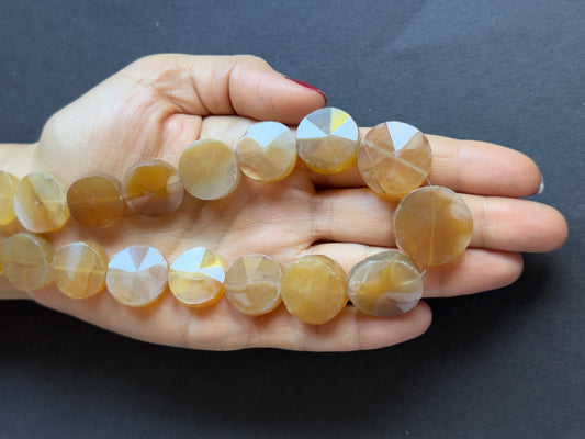 Hessonite Goldenbrown Circular Candy Shaped Beads 41cm