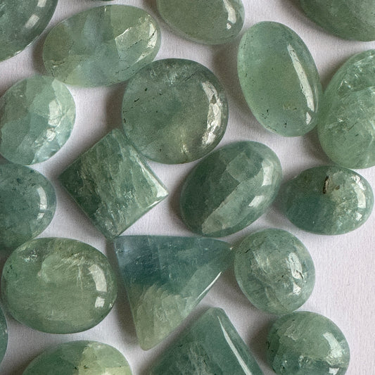 5 Pieces Polished Blue Greenish Aquamarine With Inclusions In Various Shapes