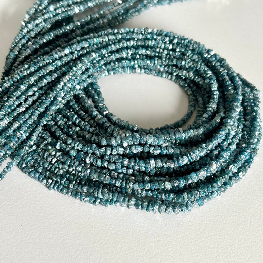 Echte blaue Rohdiamant Kette mit 925 Silber Verschluss ca. 45 cm