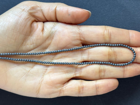 Matte Hematite Beads in Rich Graphite Hue -46cm