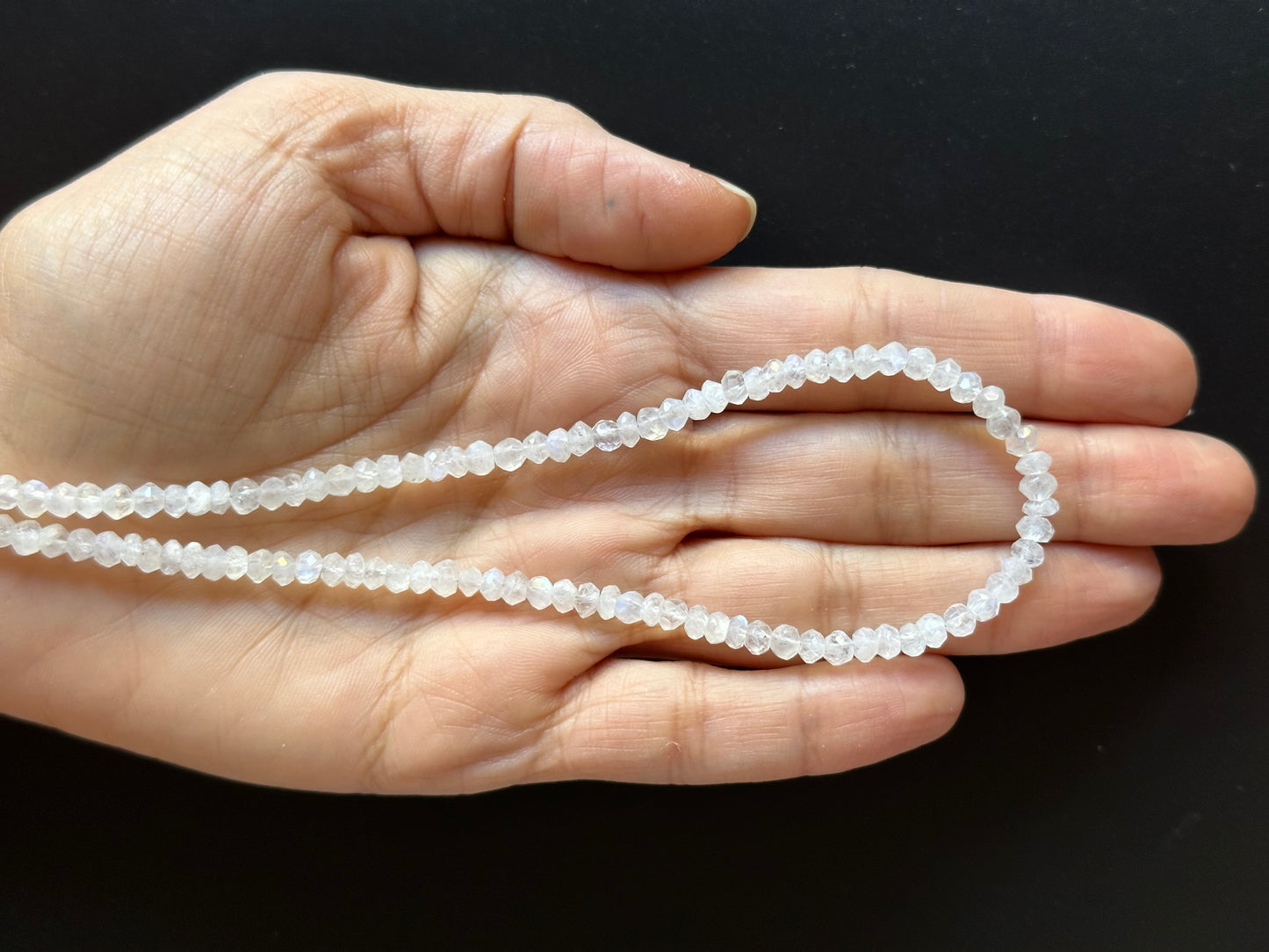 White Rainbow Rondelle Faceted Beads