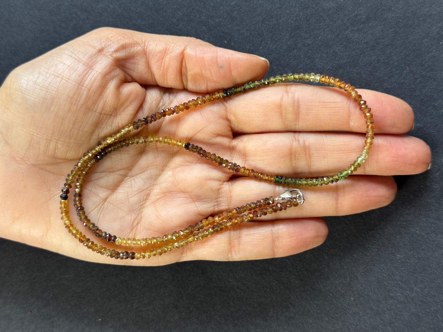 Wonderful Autumn colours ! Earthy tones Tourmaline fac. Rondelle with silver closer