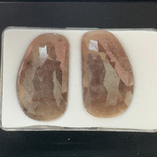 Brown Sapphire Rose Cut With Flat Bottom Pair Very Rare 52.56 Carats