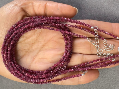 Luménz Burgundy Raw Diamond Necklace — Sterling Silver Clasp