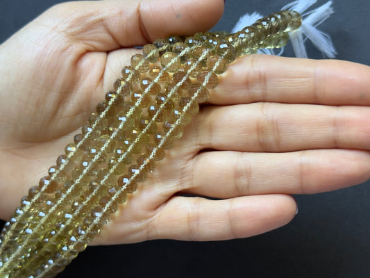 Charming and Sparkling Lemon Citrin fac. Rondelle Beads -21cm