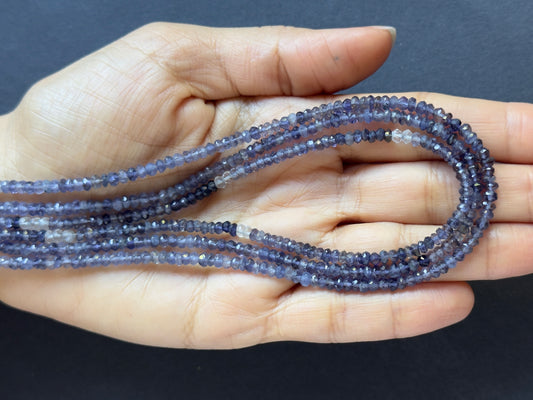 Vivid Iolite Rondelle Beads with Range of Blue Hues -32cm -43cm