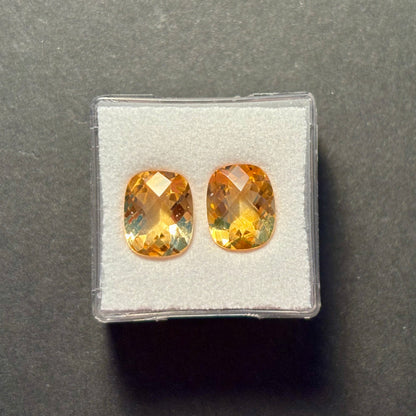 Yellow Citrine Faceted Loose Stone Pair, 4.87 ct, 10x8 mm